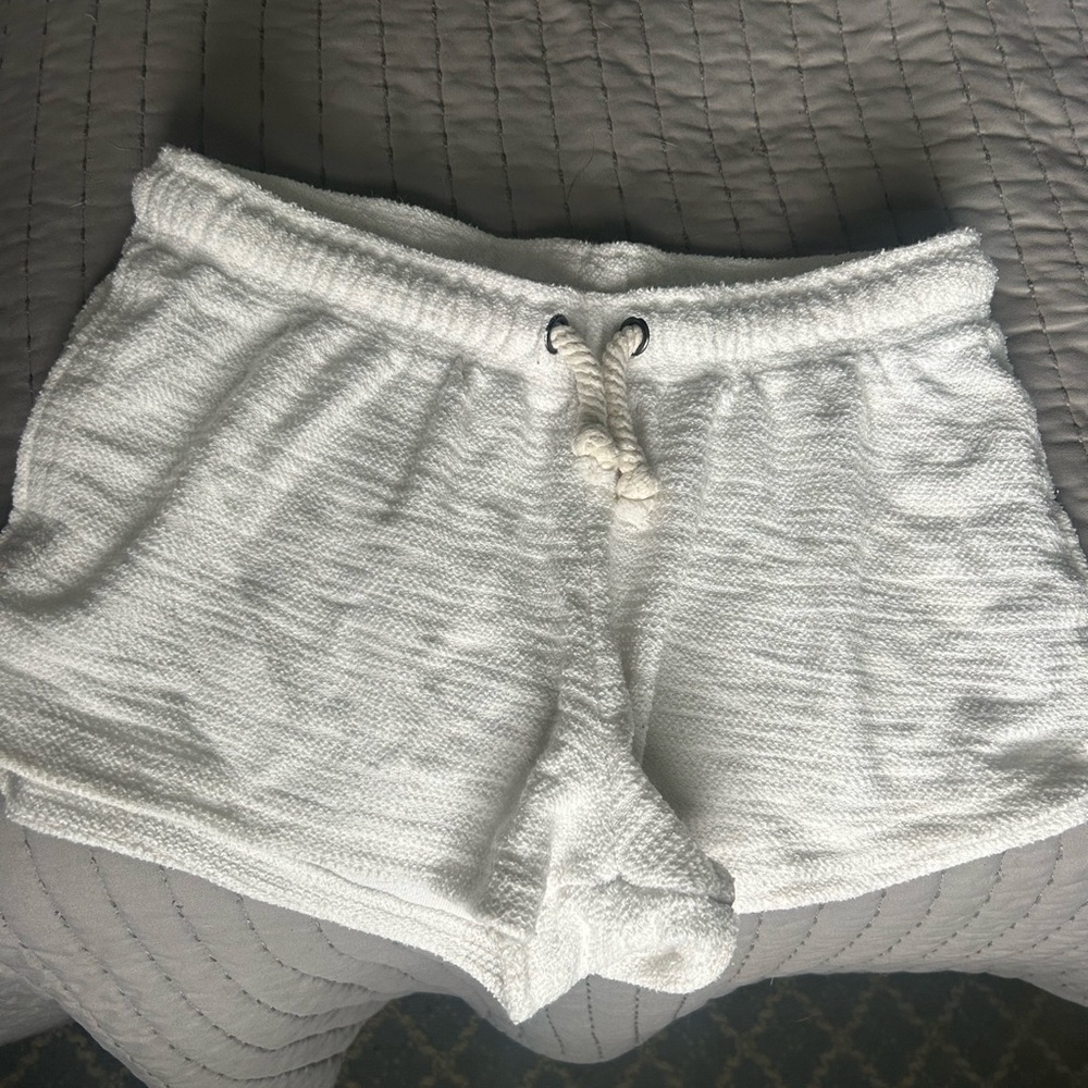 Women's White Terry Cloth Beach Shorts